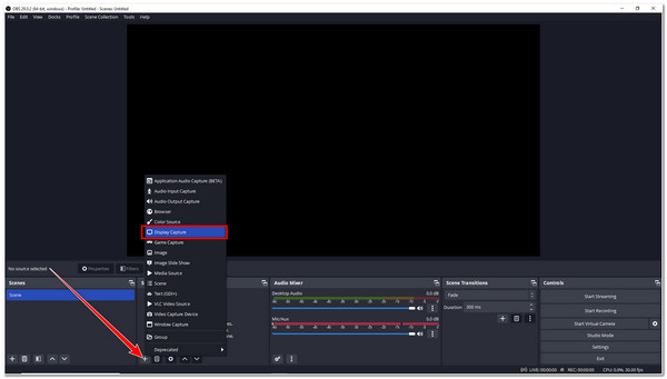 Virtuální kamera OBS Vyberte Přidat zdroj