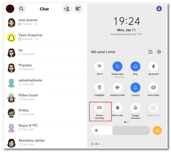 Screen Record on Snapchat Record Snapshot Call on Android