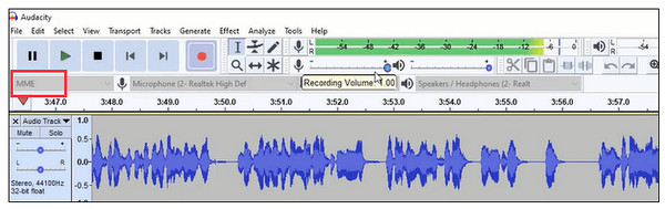 Pilih MME sebagai Hos Audio