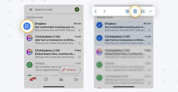 Smažte Gmail na iPhone