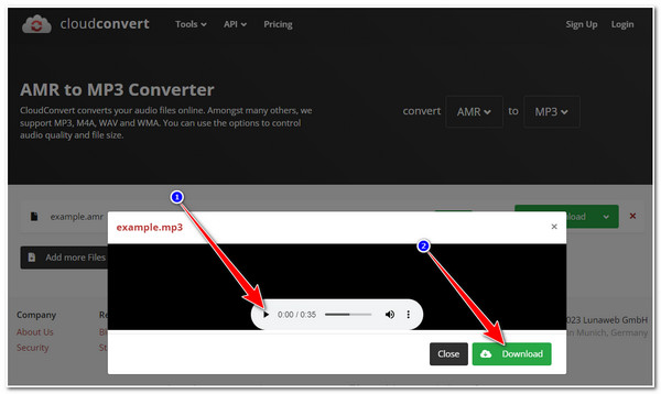 CloudConvert AMR în MP3