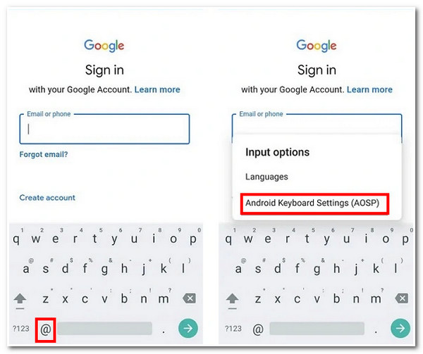 Ignorar verificação de conta do Google após redefinir as configurações do teclado de acesso