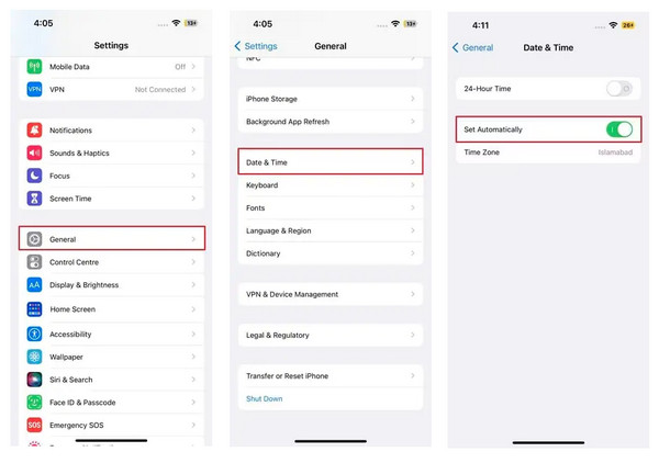 Verifique as configurações de data e hora