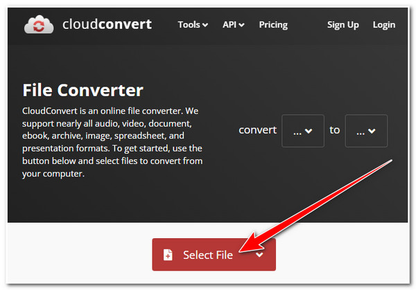 ビデオをWMAに変換する CloudConvert ビデオファイルをインポートする