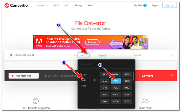 Convert Video to WMA Convertio Select WMA Format