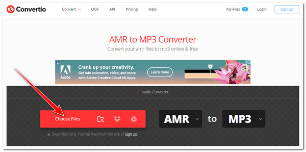 Convertio पर AMR फ़ाइल आयात करें