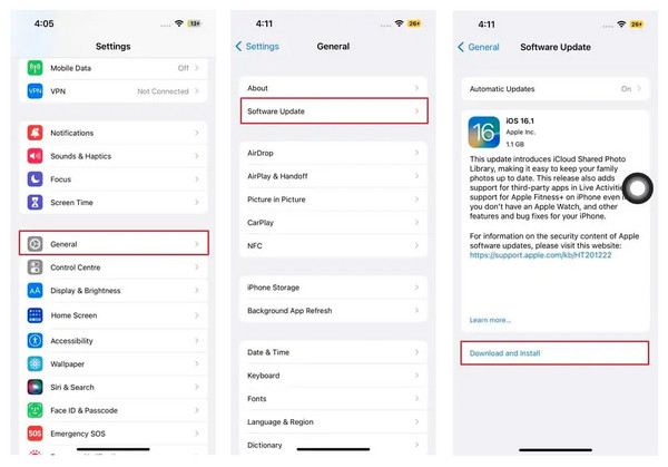 iOS संस्करण अपडेट करें