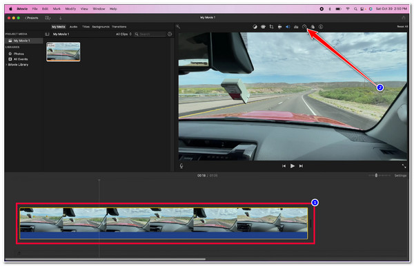 iMovie Mac Chọn Biểu tượng Đồng hồ tốc độ