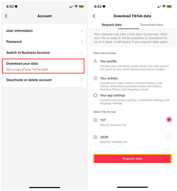 TikTok Download dine data