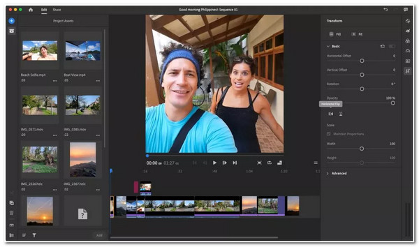 Interfaccia di Adobe Premiere Rush