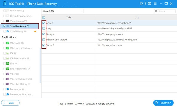 Choose the Desired Data to Recover