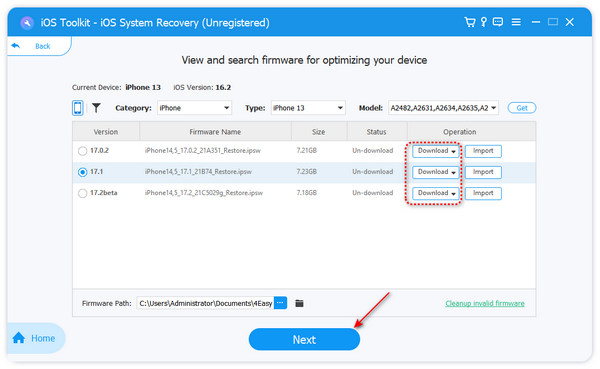 4Easysoftを修正するためのファームウェアをダウンロードする