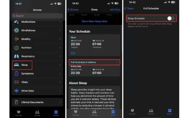 Turn Off Sleep Schedule Fix iPhone Alarm