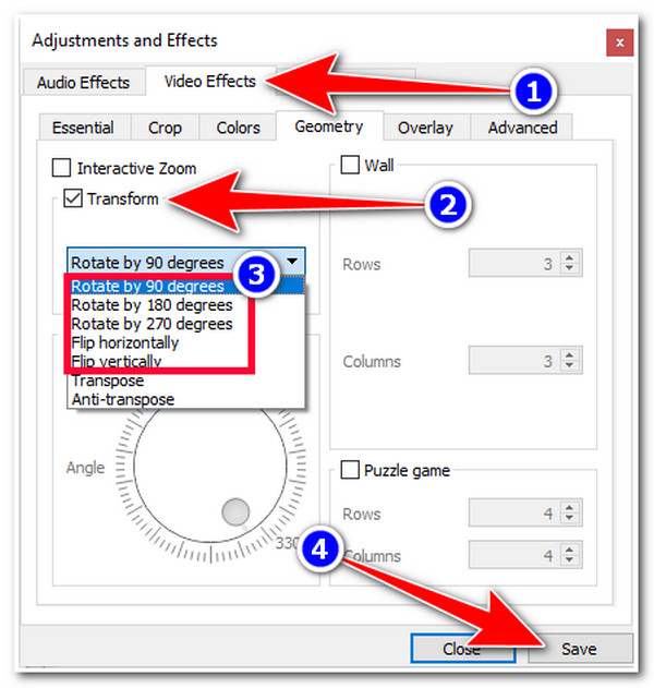 VLC Select Flip Option