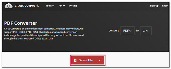 Accesați Cloudconvert Import PDF