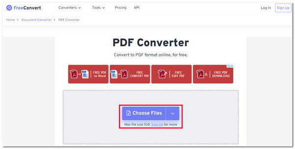 Accesați Freeconvert Import PDF