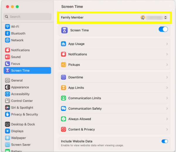 Mac Reset Screen Time putem obiteljskog uređaja