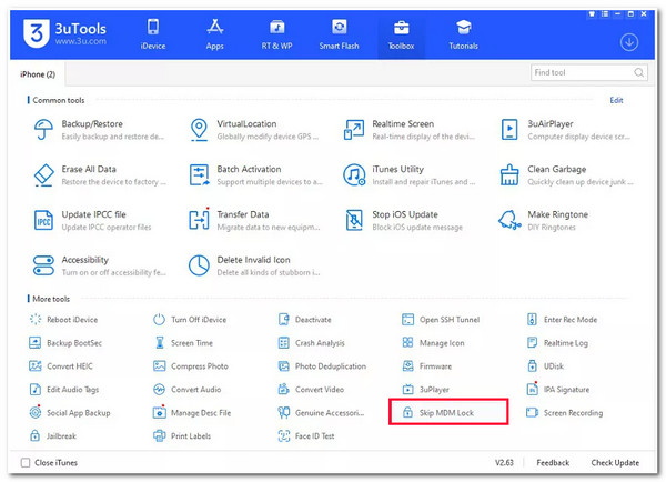 3UTools Pilih Langkau Kunci MDM