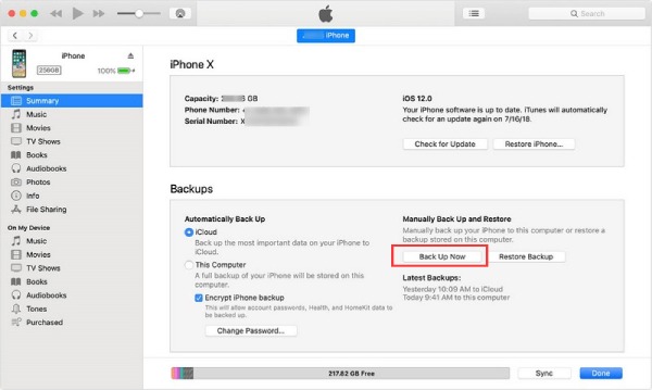 Backup mesaj SMS iTunes