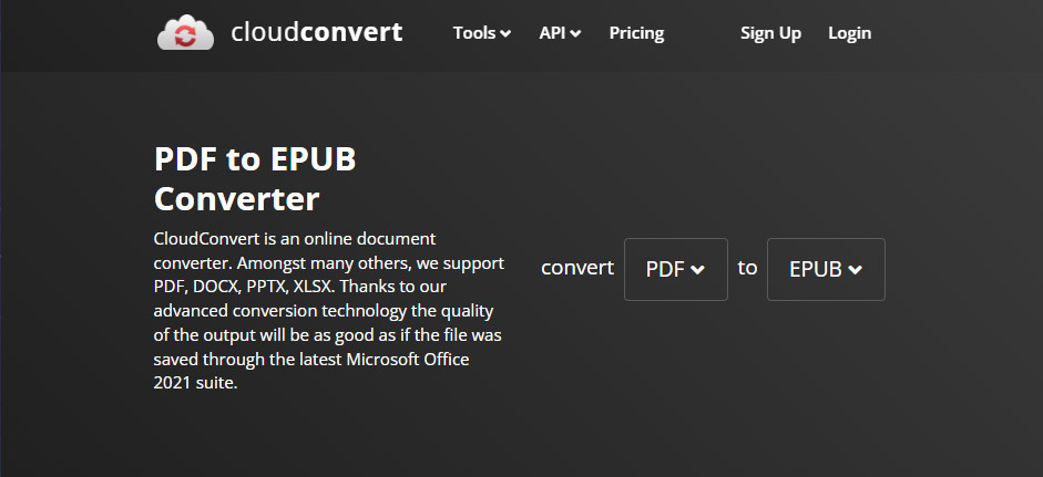 CloudConvert PDF から EPUB へ