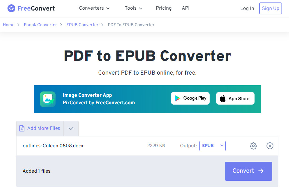 Convertor de fișiere PDF în EPUB