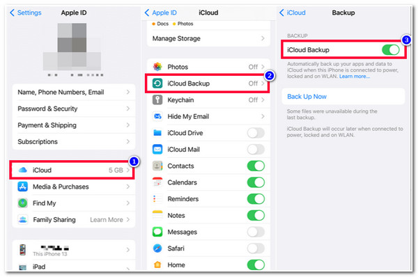 Ativar backup do iCloud