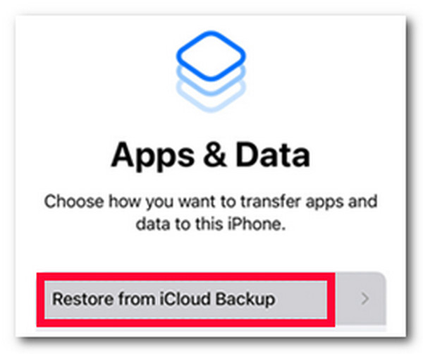 アプリとデータ画面の復元 iCloudバックアップ