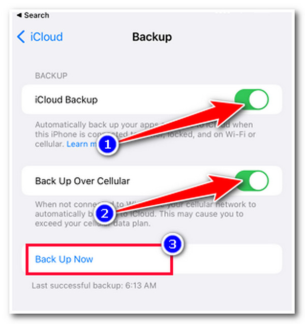 Faceți backup pentru iPhone pe iCloud prin date celulare