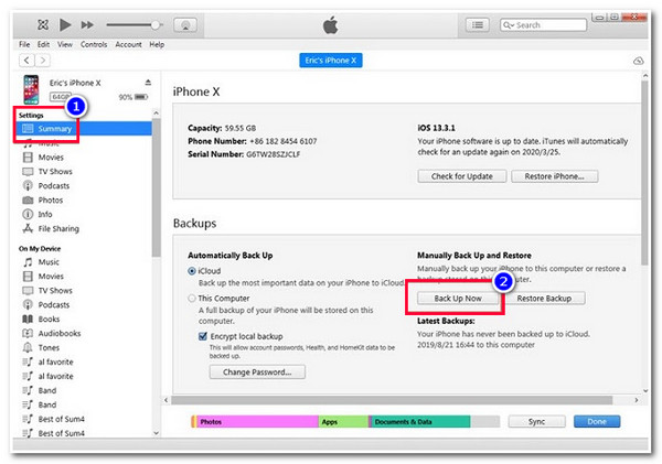 Faceți backup pentru iPhone pe iTunes cu un cablu USB