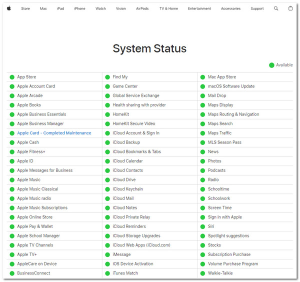 Ελέγξτε τον διακομιστή Apple Down