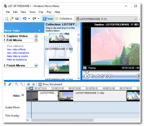 Windows Movie Maker Interface