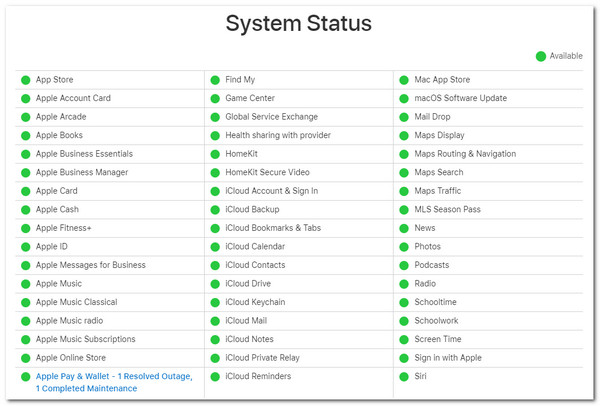 Kontrollera iCloud System Status