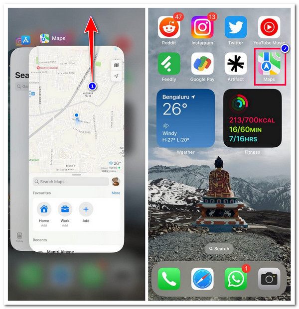 Apple Maps opnieuw opstarten