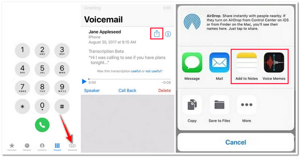 Voicemails Notiz Memo speichern