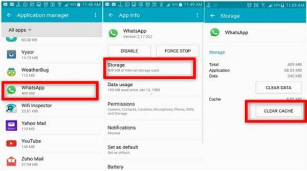 Kosongkan Cache WhatsApp