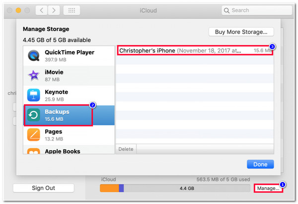 ค้นหาข้อมูลสำรอง iCloud