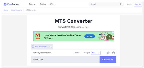 FreeConvert MTS till MP4