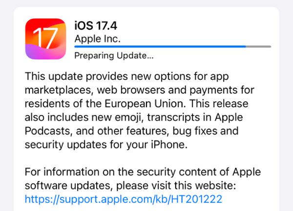 Aktualizace softwaru iOS 17