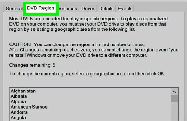 Reset DVD Region