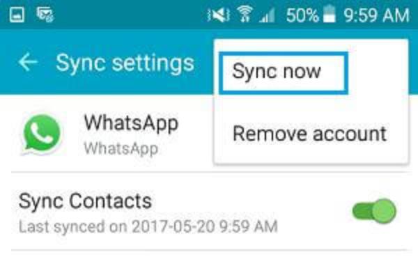 Démarrer la synchronisation des contacts WhatsApp