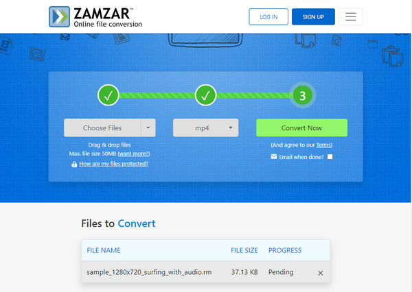 โปรแกรมแปลงวิดีโอ Zamzar RM