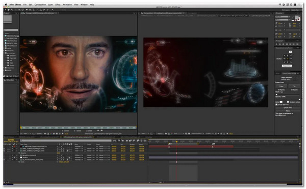 Interface d'Adobe After Effects