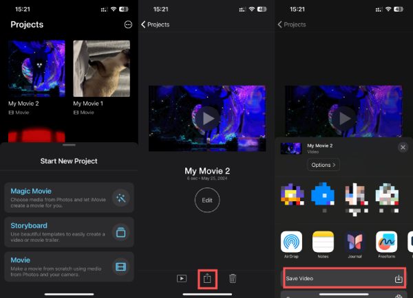 Imovie Iphone'u dışa aktar