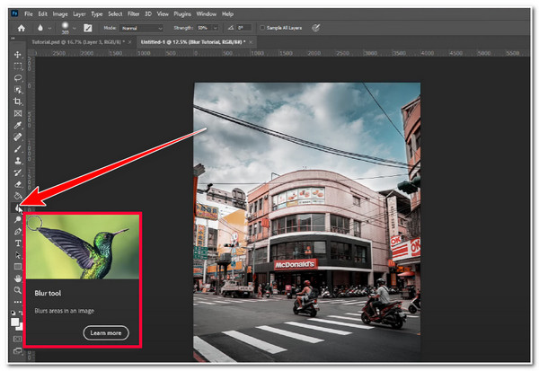 เครื่องมือเบลอคลิกของ Photoshop