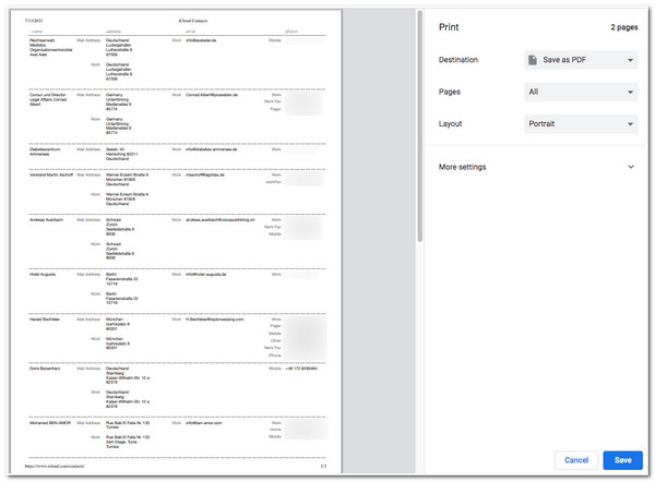 Stampa Contatti Icloud