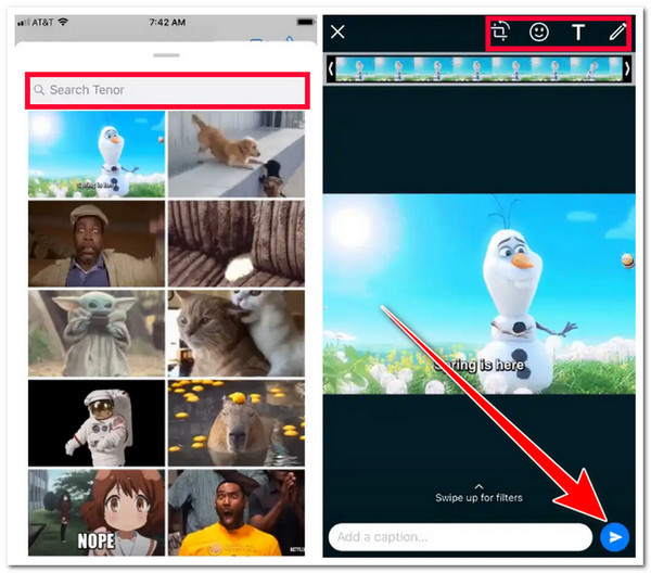 Envoyer un GIF sur iPhone