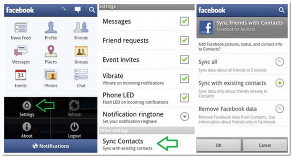 Synchronizace kontaktů Facebook Android