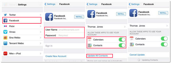 Sincronizar contactos de Facebook en la configuración del iPhone