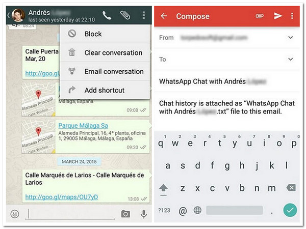 Transférer un e-mail WhatsApp