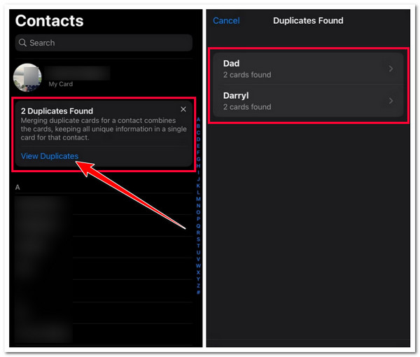 View Duplicate Contacts